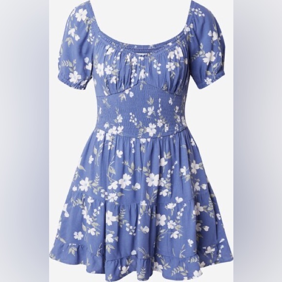 NWT Hollister Blue Floral Mini Dress with Skort Size Medium - Picture 2 of 6